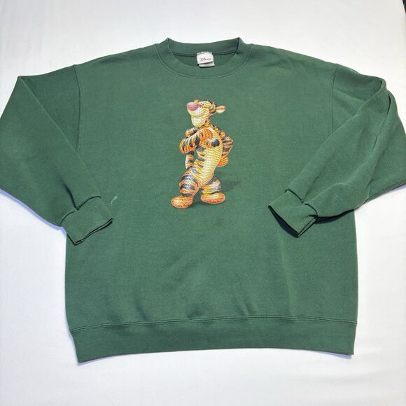 Mens Vintage Disney Store Tigger Pullover Sweatshirt Crewneck Mens Large Green - Picture 1 of 10